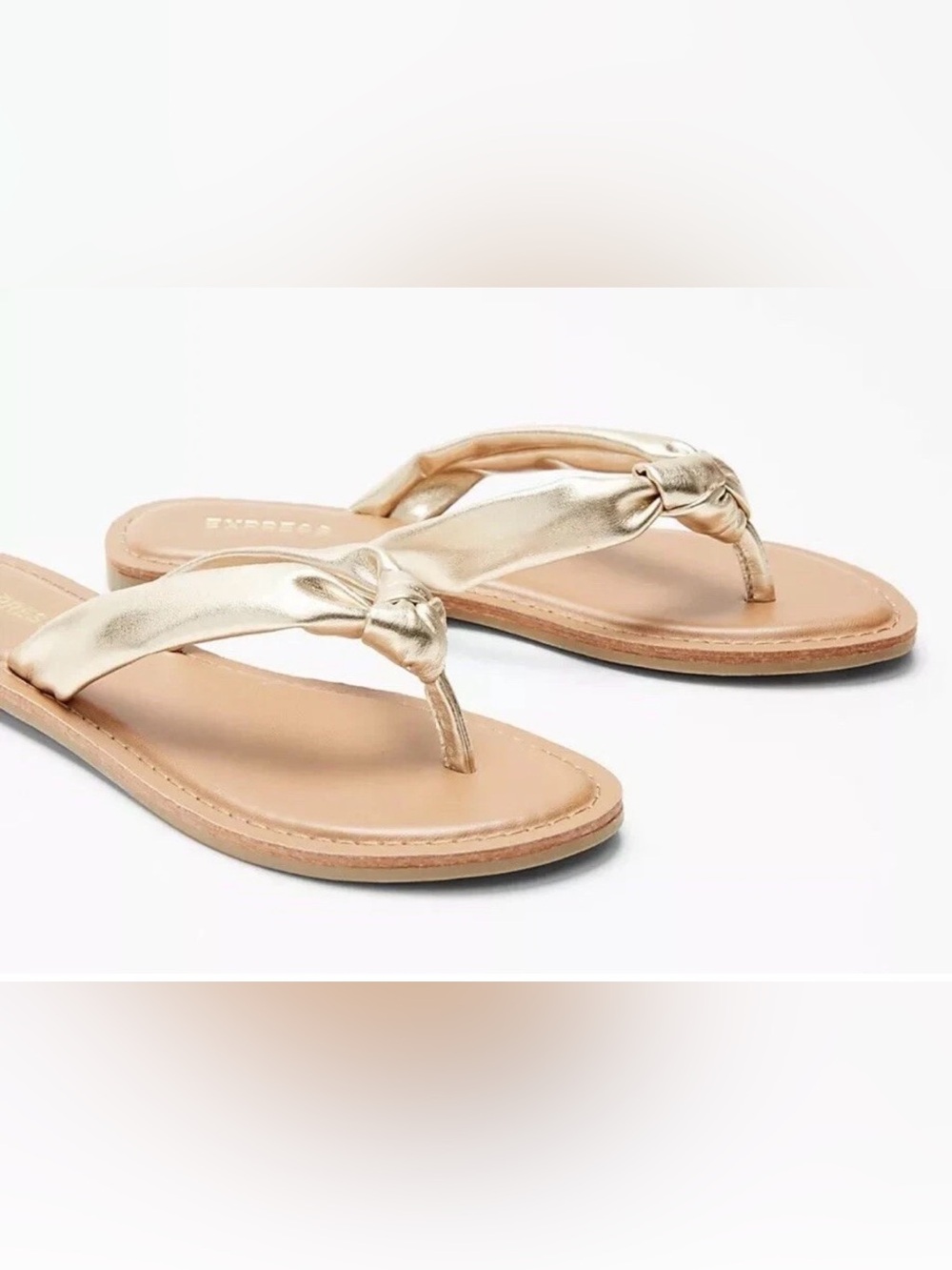 Express Metallic Gold Knot Thong Sandals